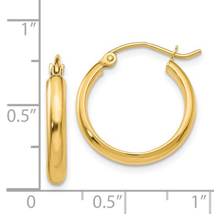 14K Yellow Gold 17mm Hoop Earrings