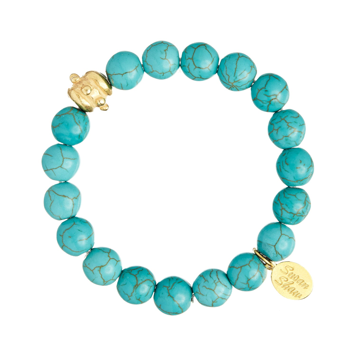Susan Shaw 24K Gold Plated Turquoise Bailey Beaded Toggle Bracelet