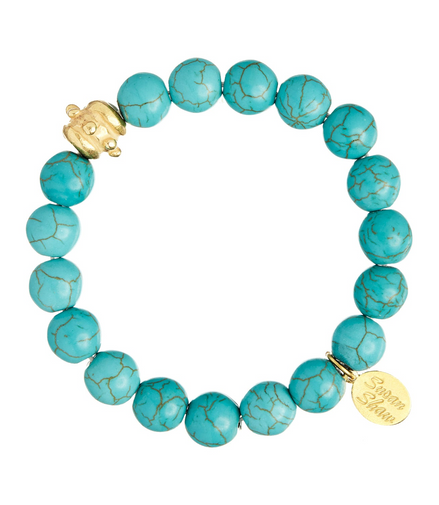 Susan Shaw 24K Gold Plated Turquoise Bailey Beaded Toggle Bracelet