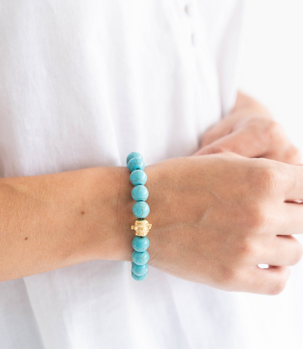 Susan Shaw 24K Gold Plated Turquoise Bailey Beaded Toggle Bracelet