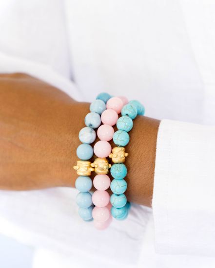 Susan Shaw 24K Gold Triple  Plated Turquoise Bailey Stretch Bracelet