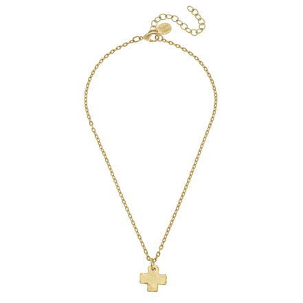 Susan Shaw 24K Gold Plated Small Gold Cross Necklace 15"