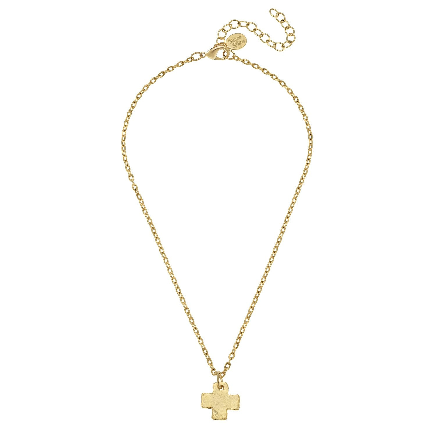 Susan Shaw 24K Gold Plated Small Gold Cross Necklace 15