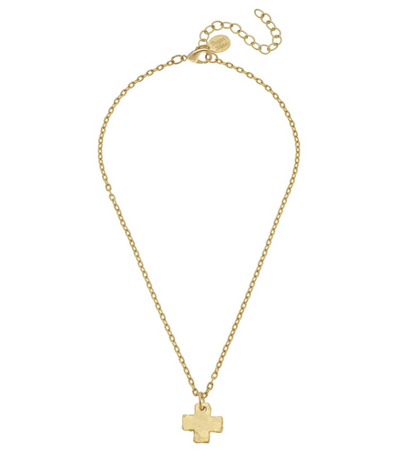 Susan Shaw 24K Gold Plated Small Gold Cross Necklace 15"