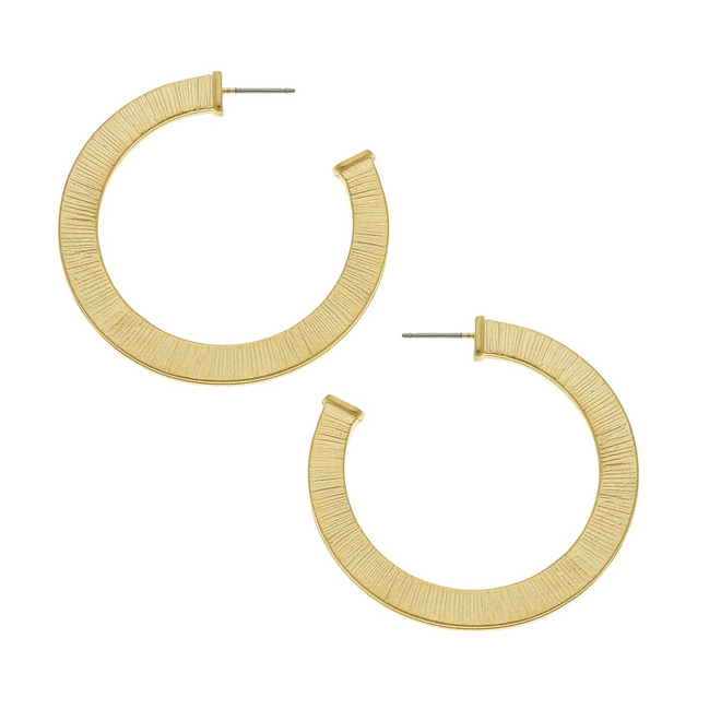 Susan Shaw Textured Open Circle Hoop Earrings