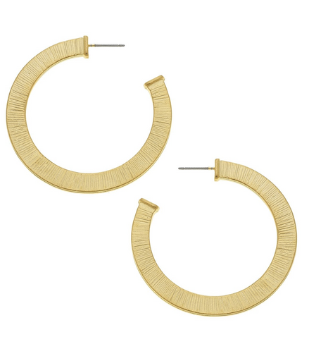Susan Shaw Textured Open Circle Hoop Earrings