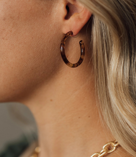 Susan Shaw Small Tortoise Shell Hoop Earrings