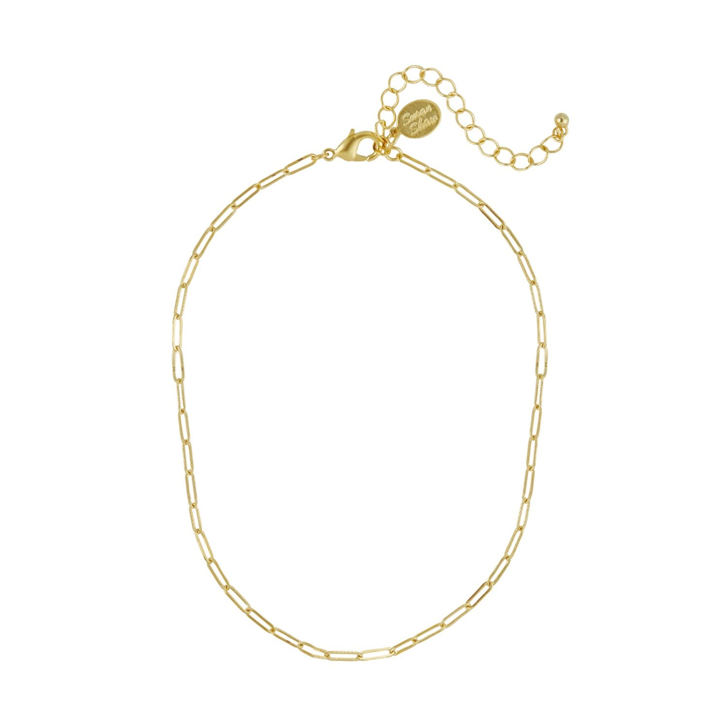 Susan Shaw 24k Yellow Gold Triple Plated Small Paperclip Chain Necklace
