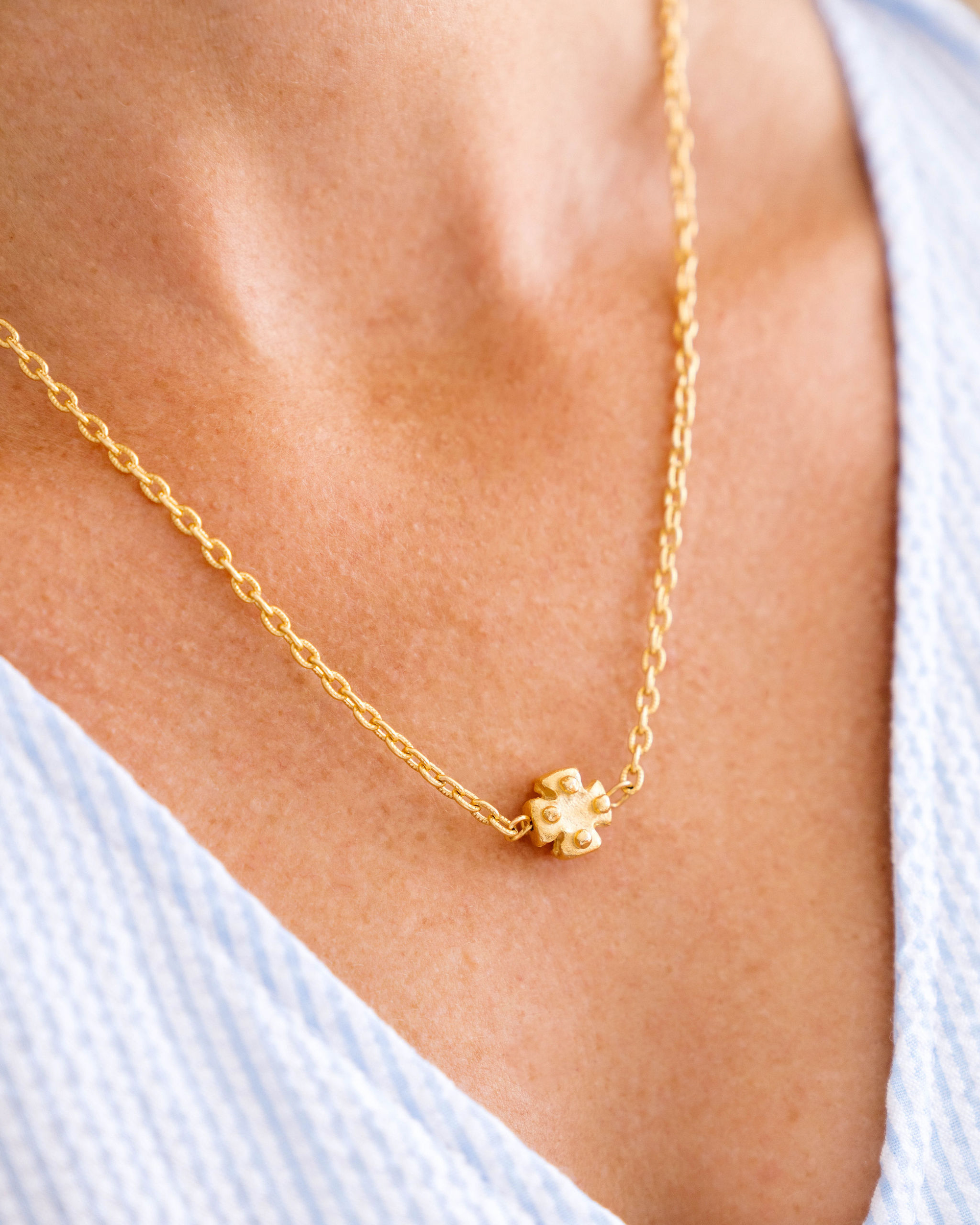 Susan Shaw Dainty Maltese Cross Beaded Chain Necklace