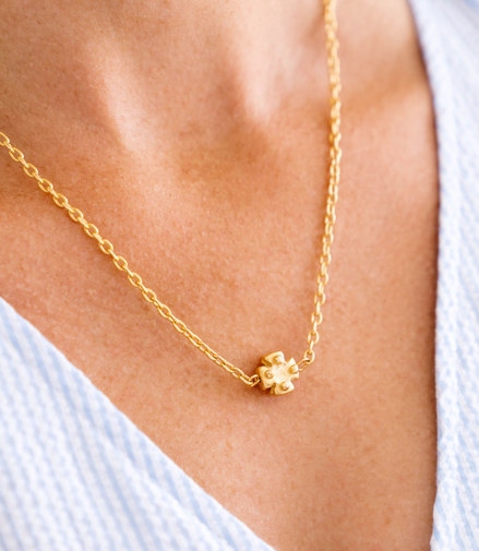 Susan Shaw Dainty Maltese Cross Beaded Chain Necklace