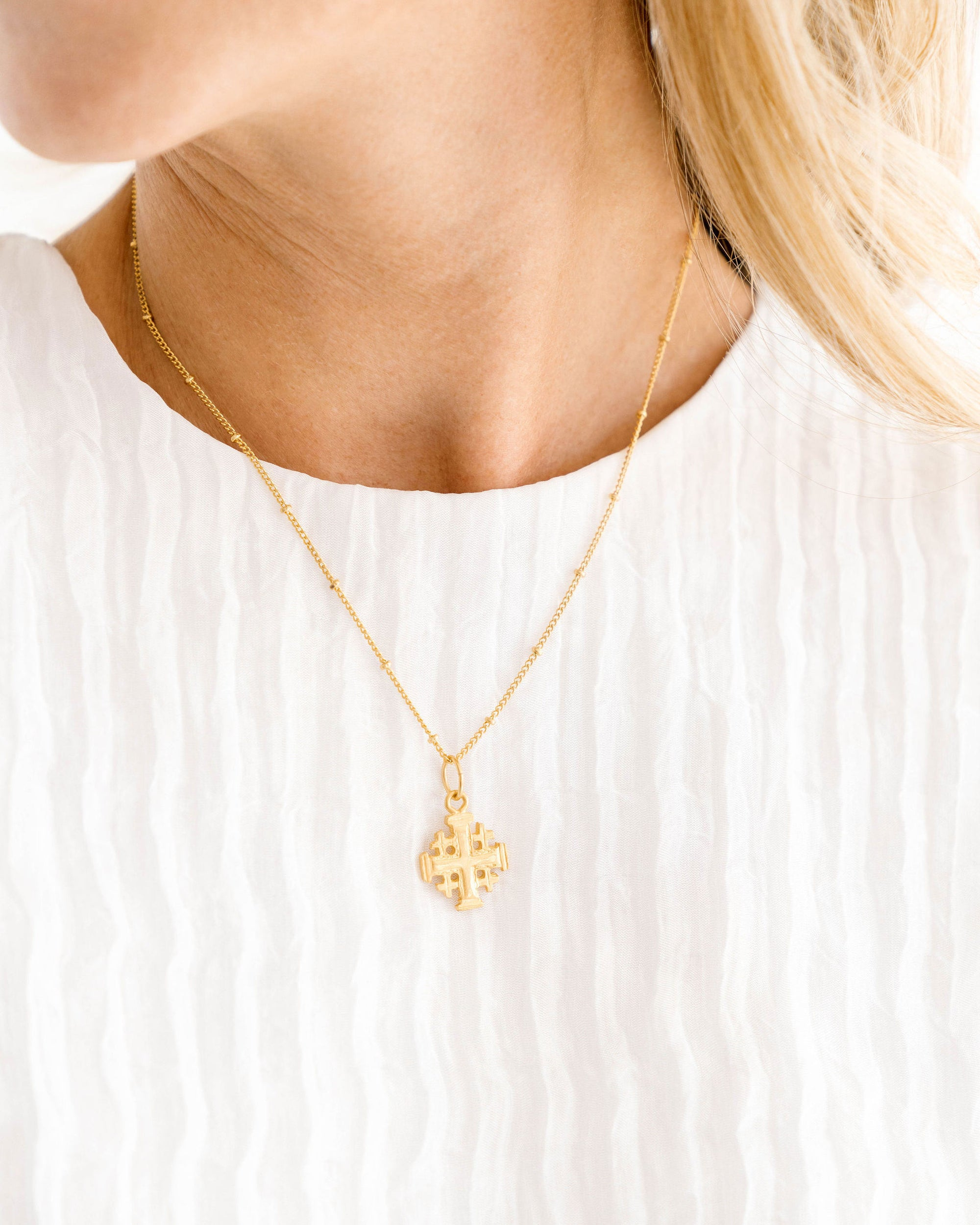 Susan Shaw Medium Jerusalem Cross Chain Necklace