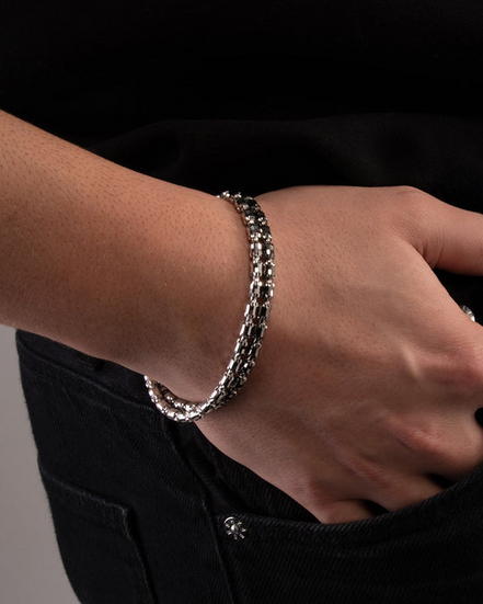 Desmos Sterling Silver Barrel Crystal 4 Bracelet 8"