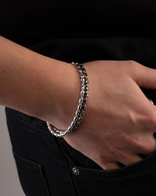 Desmos Sterling Silver Barrel Crystal 4 Bracelet 8