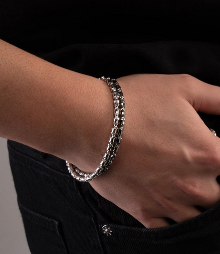 Desmos Sterling Silver Barrel Crystal 4 Bracelet 8"