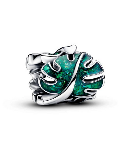 Pandora Moments Green Monstera Leaves Charm