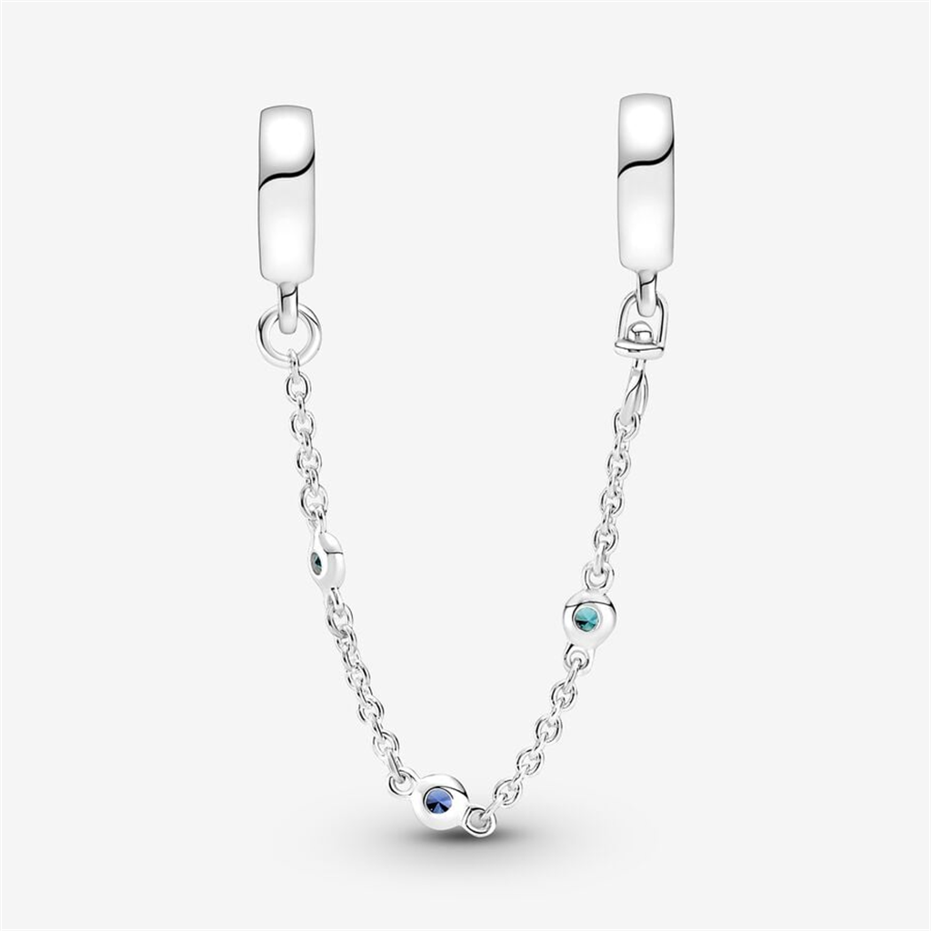 Pandora Moments Triple Blue Stone Safety Chain