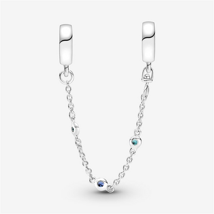 Pandora Moments Triple Blue Stone Safety Chain
