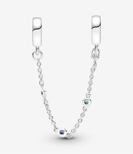 Pandora Moments Triple Blue Stone Safety Chain