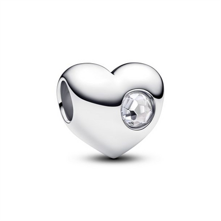 Pandora Engravable Clear Stone Heart Charm