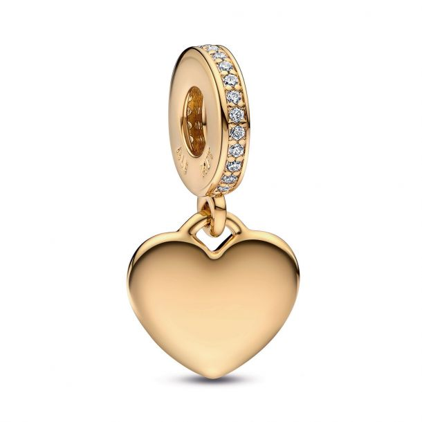 Pandora Moments 14K Gold-Plated Engravable Heart Shaped Pendant Charm