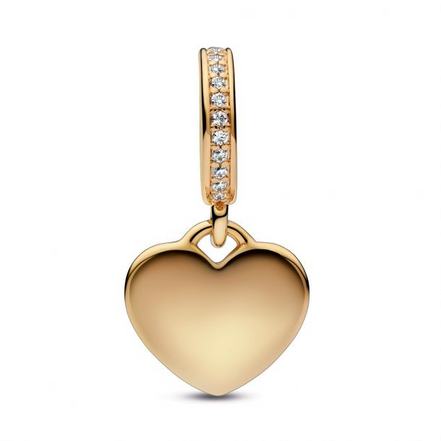 Pandora Moments 14K Gold-Plated Engravable Heart Shaped Pendant Charm