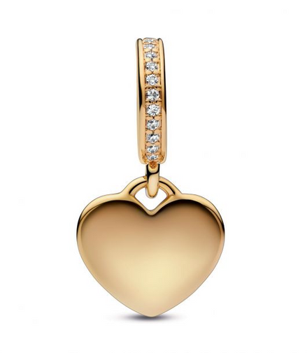 Pandora Moments 14K Gold-Plated Engravable Heart Shaped Pendant Charm