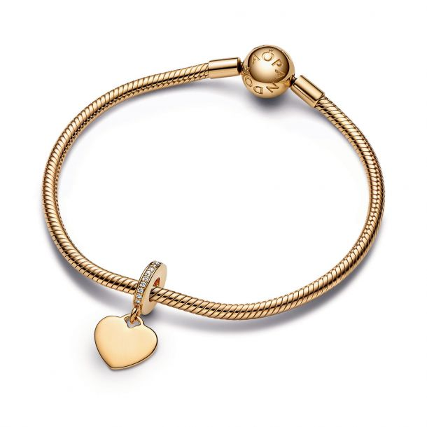 Pandora Moments 14K Gold-Plated Engravable Heart Shaped Pendant Charm