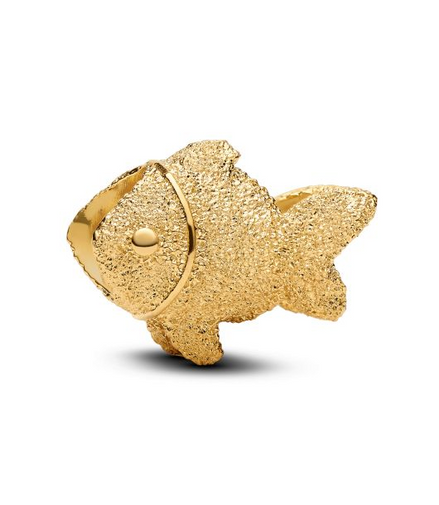 Pandora Moments 14K Gold-Plated Textured Fish Mini Charm