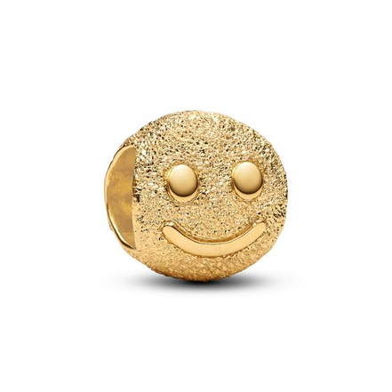 Pandora Moments 14K Gold-Plated Textured Happy Face Mini Charm