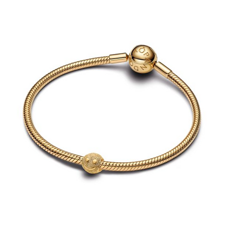 Pandora Moments 14K Gold-Plated Textured Happy Face Mini Charm