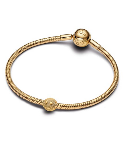 Pandora Moments 14K Gold-Plated Textured Happy Face Mini Charm