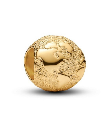 Pandora Moments 14K Gold-Plated Textured Globe Mini Charm