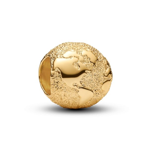 Pandora Moments 14K Gold-Plated Textured Globe Mini Charm