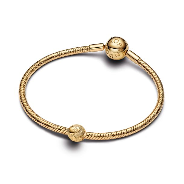 Pandora Moments 14K Gold-Plated Textured Globe Mini Charm
