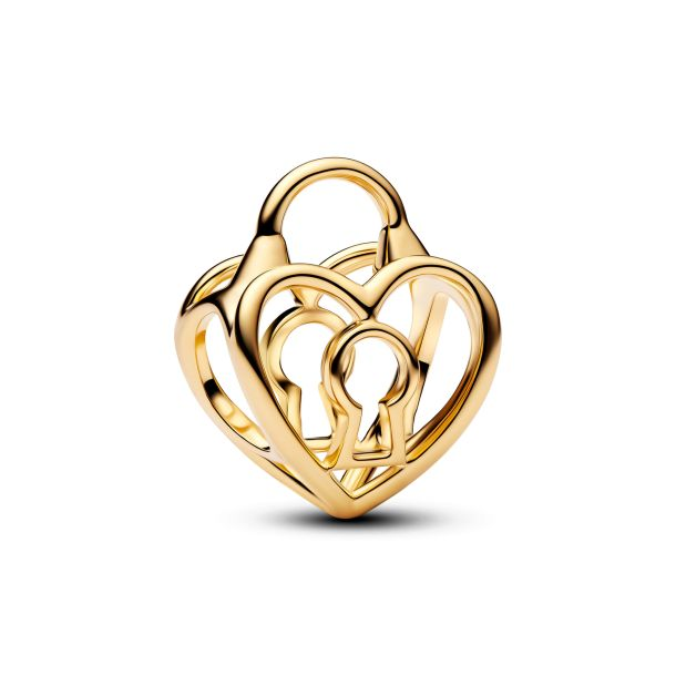 Pandora Moments 14K Gold-Plated Openwork Heart Padlock Charm