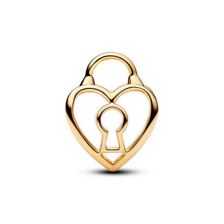 Pandora Moments 14K Gold-Plated Openwork Heart Padlock Charm