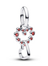 Pandora Moments Connected Hearts And Red Stones Dangle Charm