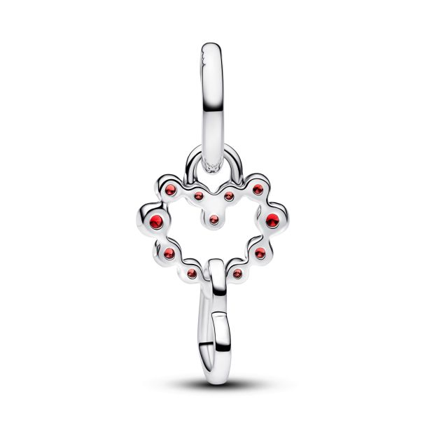 Pandora Moments Connected Hearts And Red Stones Dangle Charm