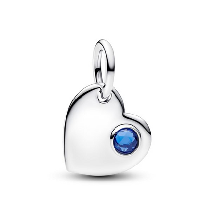 Pandora Moments September Engravable Heart Blue Stone Dangle Charm