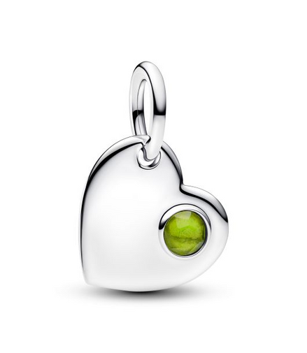 Pandora Moments August Engravable Heart Spring Green Stone Dangle Charm