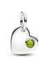 Pandora Moments Siver August Engravable Heart Spring Green Stone Dangle Charm