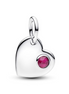 Pandora Moments Silver July Engravable Heart True Red Stone Dangle Charm