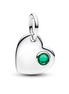 Pandora Moments May Engravable Heart Green Stone Dangle Charm