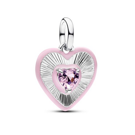Pandora ME/Moments Silver Radiating Pink Heart Medallion Charm