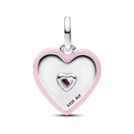 Pandora ME/Moments Silver Radiating Pink Heart Medallion Charm