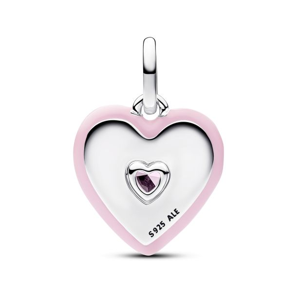 Pandora ME/Moments Silver Radiating Pink Heart Medallion Charm