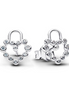 Pandora Signature Sparkling Heart Padlock Stud Earrings