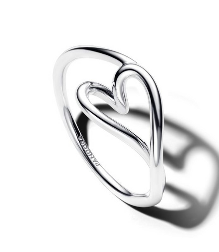 Pandora Essence Silver Organically Shaped Heart Small Ring Size 7