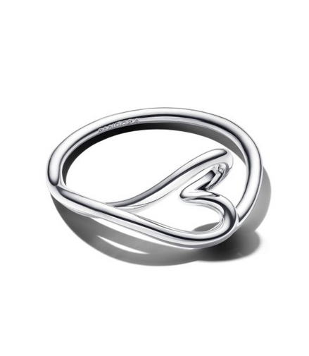 Pandora Essence Silver Organically Shaped Heart Small Ring Size 7