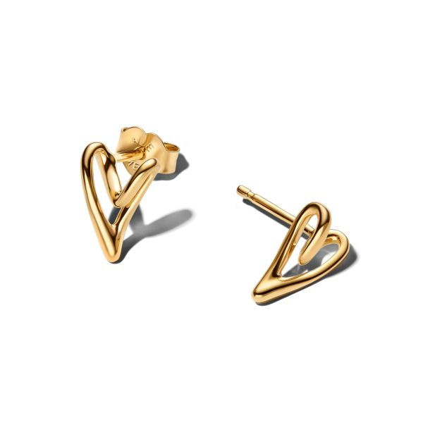 Pandora Essence 14K Gold-Plated Organically Shaped Heart Stud Earrings